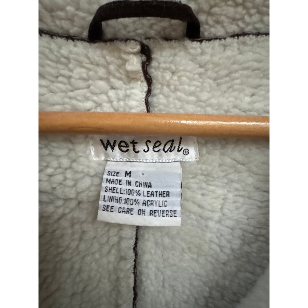 Vintage Y2K Wet Seal Chocolate Brown Suede Sherpa Lined Pennylane Trench Coat M - Picture 2 of 4